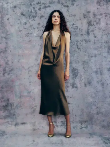 ALEJANDRA ALONSO ROJAS Draped Halter Midi Dress | Thumbnail 2 ALEJANDRA ALONSO ROJAS Draped Halter Midi Dress | Thumbnail 2