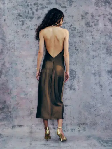 ALEJANDRA ALONSO ROJAS Draped Halter Midi Dress | Thumbnail 3 ALEJANDRA ALONSO ROJAS Draped Halter Midi Dress | Thumbnail 3