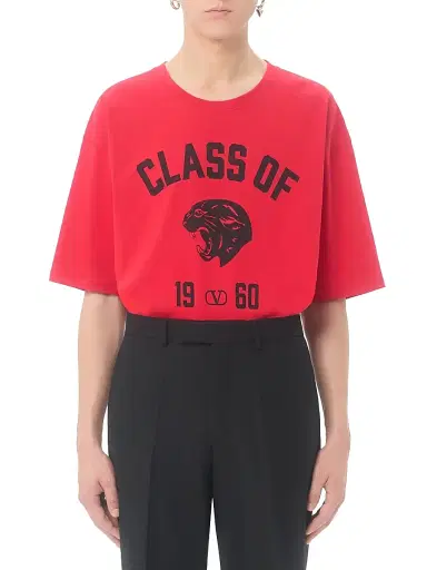Valentino Garavani Men's Cotton T-Shirt with Panther Print - Red Black | Thumbnail 2 Valentino Garavani Men's Cotton T-Shirt with Panther Print - Red Black | Thumbnail 2