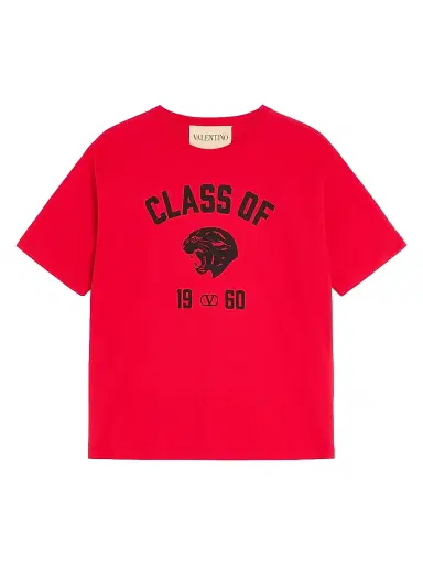 Valentino Garavani Men's Cotton T-Shirt with Panther Print - Red Black | Thumbnail 1 Valentino Garavani Men's Cotton T-Shirt with Panther Print - Red Black | Thumbnail 1