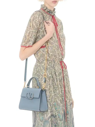 Valentino Garavani Women's Small Vsling Grainy Calfskin Handbag - Stone | Thumbnail 3 Valentino Garavani Women's Small Vsling Grainy Calfskin Handbag - Stone | Thumbnail 3