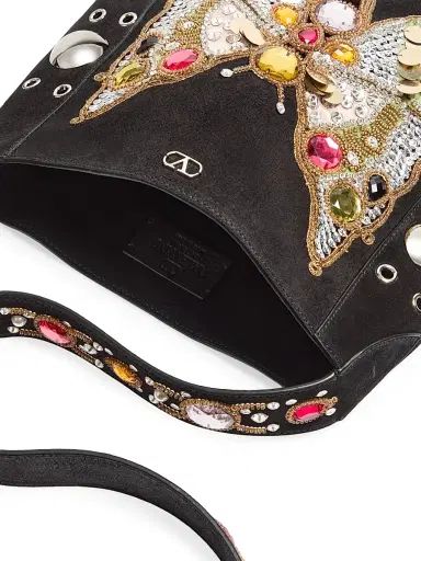 Valentino Garavani Women's Nellcôte Embroidered Shoulder Bag with Fringes - Black Multi | Thumbnail 5 Valentino Garavani Women's Nellcôte Embroidered Shoulder Bag with Fringes - Black Multi | Thumbnail 5