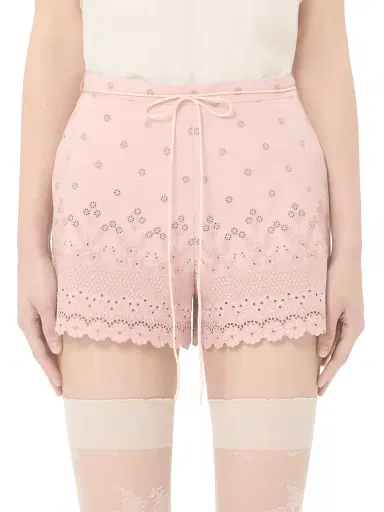 Valentino Garavani Women's Sangallo Shorts with Fleur A Jours Daisy Motif - Pink - Size 8 | Thumbnail 2 Valentino Garavani Women's Sangallo Shorts with Fleur A Jours Daisy Motif - Pink - Size 8 | Thumbnail 2