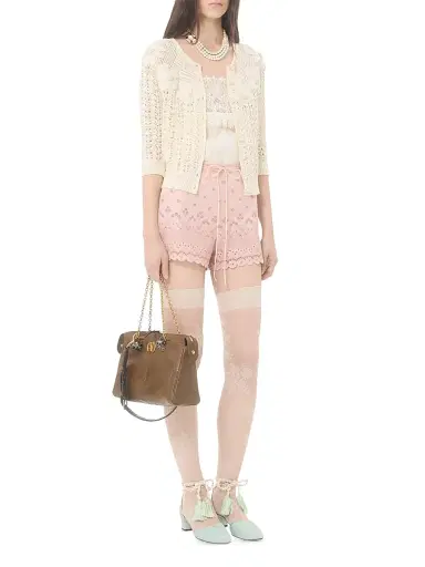 Valentino Garavani Women's Sangallo Shorts with Fleur A Jours Daisy Motif - Pink - Size 8 | Thumbnail 6 Valentino Garavani Women's Sangallo Shorts with Fleur A Jours Daisy Motif - Pink - Size 8 | Thumbnail 6