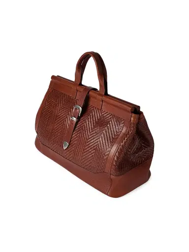 Brunello Cucinelli Men's Braided Leather and Cowhide Doctor Bag - Cognac | Thumbnail 5 Brunello Cucinelli Men's Braided Leather and Cowhide Doctor Bag - Cognac | Thumbnail 5