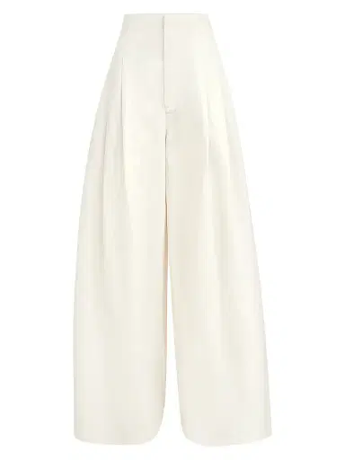 Brunello Cucinelli Women's Cotton and Ramie Twill Maxi Pants - Butter | Thumbnail 1 Brunello Cucinelli Women's Cotton and Ramie Twill Maxi Pants - Butter | Thumbnail 1