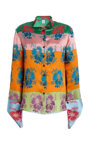 Rosie Assoulin French Cuff Jacquard Silk-Blend Shirt | Thumbnail 6 Rosie Assoulin French Cuff Jacquard Silk-Blend Shirt | Thumbnail 6