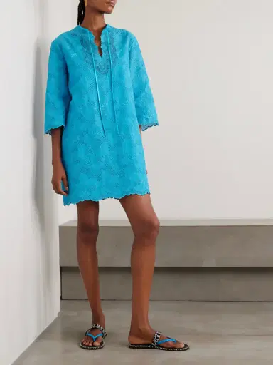 Valentino Garavani Tie-detailed Broderie Anglaise Cotton Mini Dress | Thumbnail 2 Valentino Garavani Tie-detailed Broderie Anglaise Cotton Mini Dress | Thumbnail 2