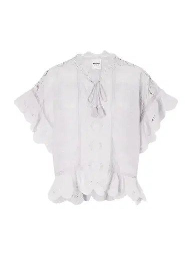 Marant Étoile Payton Lace-trimmed Embroidered Cotton Blouse | Thumbnail 1 Marant Étoile Payton Lace-trimmed Embroidered Cotton Blouse | Thumbnail 1