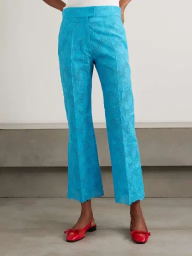 Valentino Garavani Broderie Anglaise Cotton Bootcut Pants | Thumbnail 3 Valentino Garavani Broderie Anglaise Cotton Bootcut Pants | Thumbnail 3