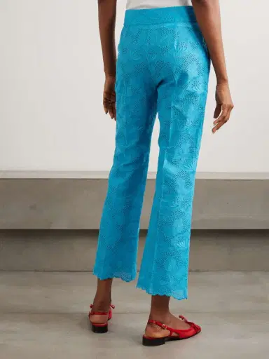 Valentino Garavani Broderie Anglaise Cotton Bootcut Pants | Thumbnail 4 Valentino Garavani Broderie Anglaise Cotton Bootcut Pants | Thumbnail 4