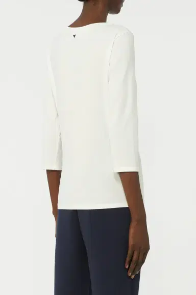 Max Mara Three Quarter Sleeve Stretch Tee - White | Thumbnail 4 Max Mara Three Quarter Sleeve Stretch Tee - White | Thumbnail 4