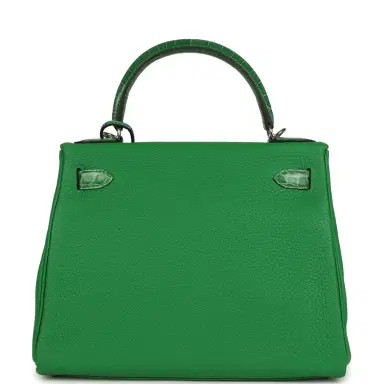 HERMÈS Hermes Kelly Retourne 28 Bambou Togo and Shiny Niloticus Crocodile Touch Palladium Hardware | Thumbnail 4 HERMÈS Hermes Kelly Retourne 28 Bambou Togo and Shiny Niloticus Crocodile Touch Palladium Hardware | Thumbnail 4