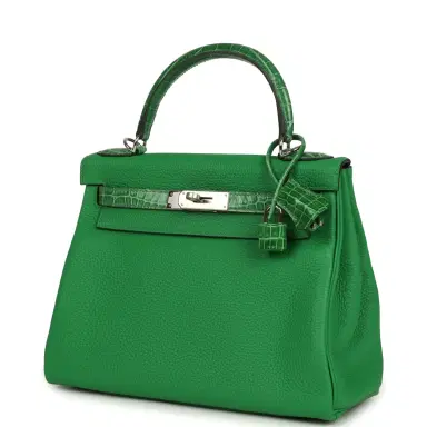 HERMÈS Hermes Kelly Retourne 28 Bambou Togo and Shiny Niloticus Crocodile Touch Palladium Hardware | Thumbnail 5 HERMÈS Hermes Kelly Retourne 28 Bambou Togo and Shiny Niloticus Crocodile Touch Palladium Hardware | Thumbnail 5