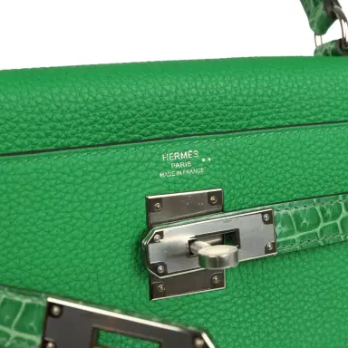HERMÈS Hermes Kelly Retourne 28 Bambou Togo and Shiny Niloticus Crocodile Touch Palladium Hardware | Thumbnail 7 HERMÈS Hermes Kelly Retourne 28 Bambou Togo and Shiny Niloticus Crocodile Touch Palladium Hardware | Thumbnail 7