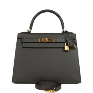 HERMÈS Pre-owned Hermes Kelly Sellier 28 Graphite Madame Gold Hardware | Thumbnail 1 HERMÈS Pre-owned Hermes Kelly Sellier 28 Graphite Madame Gold Hardware | Thumbnail 1
