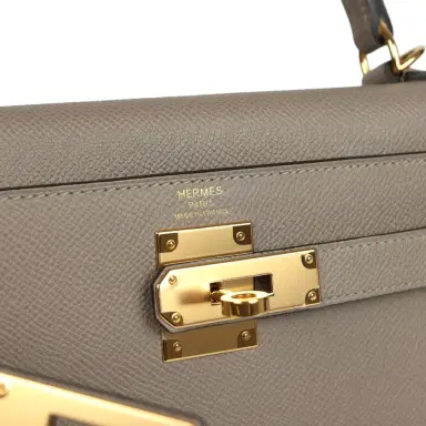 HERMÈS Pre-owned Hermes Kelly Sellier 28 Gris Asphalt Epsom Gold Hardware | Thumbnail 7 HERMÈS Pre-owned Hermes Kelly Sellier 28 Gris Asphalt Epsom Gold Hardware | Thumbnail 7