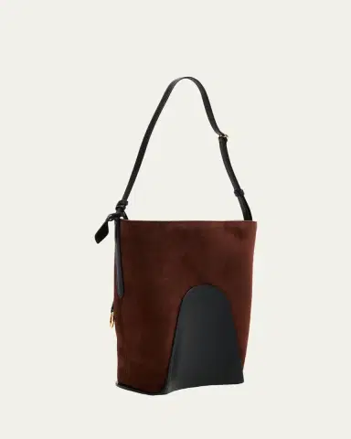 Alaïa Small Smooth Suede & Leather Curved Bucket Bag | Thumbnail 3 Alaïa Small Smooth Suede & Leather Curved Bucket Bag | Thumbnail 3