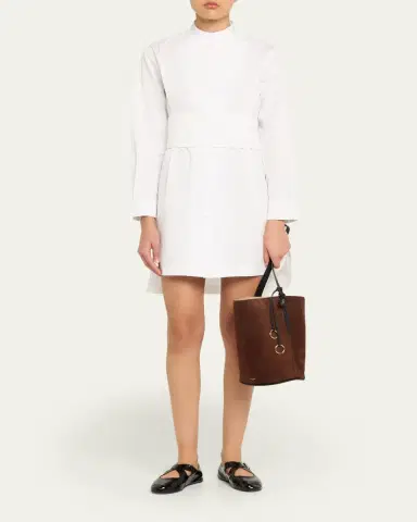 Alaïa Small Smooth Suede & Leather Curved Bucket Bag | Thumbnail 5 Alaïa Small Smooth Suede & Leather Curved Bucket Bag | Thumbnail 5