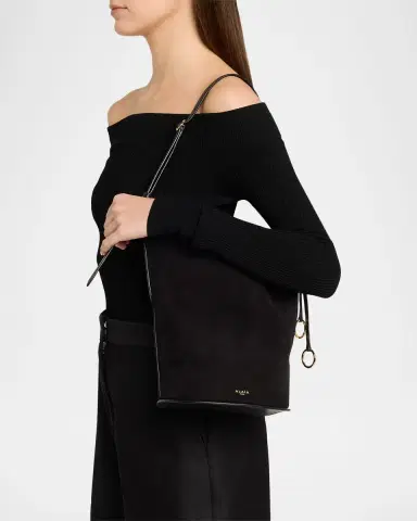Alaïa Small Smooth Suede & Leather Curved Bucket Bag | Thumbnail 6 Alaïa Small Smooth Suede & Leather Curved Bucket Bag | Thumbnail 6