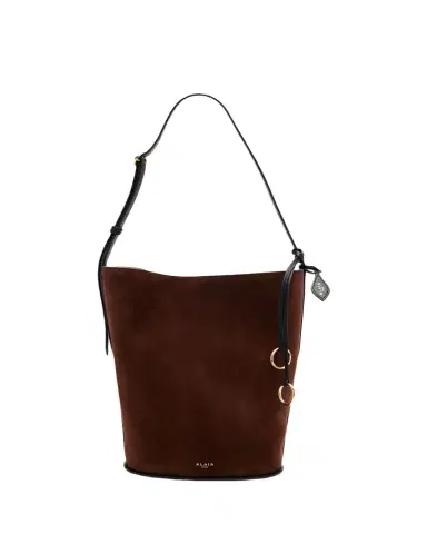 Alaïa Small Smooth Suede & Leather Curved Bucket Bag | Thumbnail 1 Alaïa Small Smooth Suede & Leather Curved Bucket Bag | Thumbnail 1