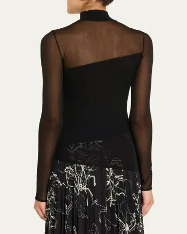 Jason Wu Collection Mock-Neck Asymmetric Sheer Merino Wool Sweater | Thumbnail 3 Jason Wu Collection Mock-Neck Asymmetric Sheer Merino Wool Sweater | Thumbnail 3
