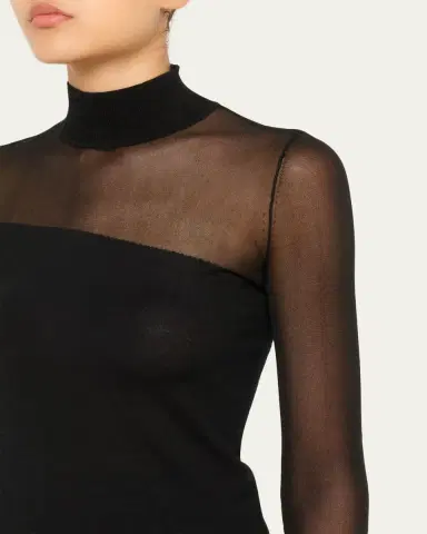 Jason Wu Collection Mock-Neck Asymmetric Sheer Merino Wool Sweater | Thumbnail 5 Jason Wu Collection Mock-Neck Asymmetric Sheer Merino Wool Sweater | Thumbnail 5