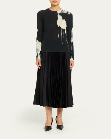 Jason Wu Collection Watercolor Floral Merino Wool Crewneck Sweater | Thumbnail 2 Jason Wu Collection Watercolor Floral Merino Wool Crewneck Sweater | Thumbnail 2
