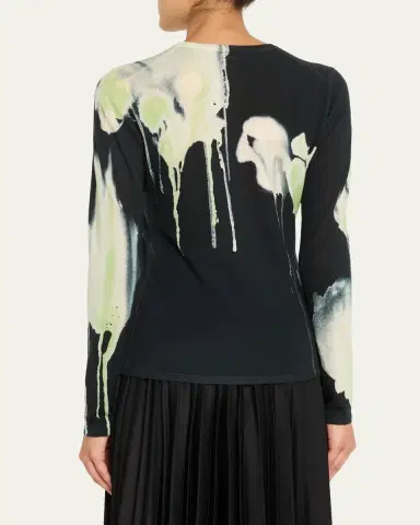 Jason Wu Collection Watercolor Floral Merino Wool Crewneck Sweater | Thumbnail 3 Jason Wu Collection Watercolor Floral Merino Wool Crewneck Sweater | Thumbnail 3