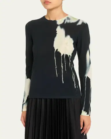 Jason Wu Collection Watercolor Floral Merino Wool Crewneck Sweater | Thumbnail 4 Jason Wu Collection Watercolor Floral Merino Wool Crewneck Sweater | Thumbnail 4