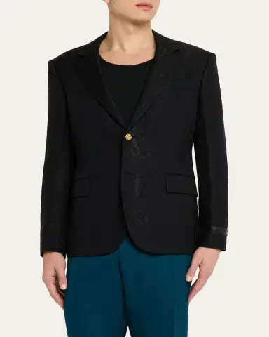 Versace Men's Python-Jacquard Wool-Blend Blazer | Thumbnail 4 Versace Men's Python-Jacquard Wool-Blend Blazer | Thumbnail 4