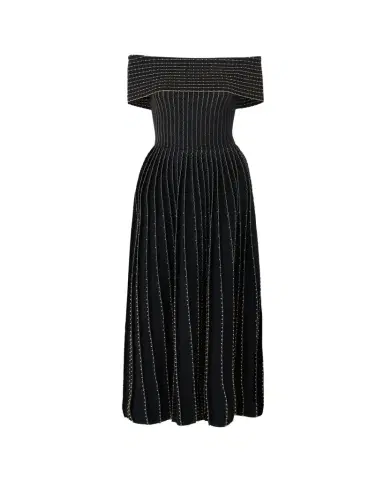 Carolina Herrera Beaded Off-The-Shoulder Pleated Knit Maxi Dress | Thumbnail 1 Carolina Herrera Beaded Off-The-Shoulder Pleated Knit Maxi Dress | Thumbnail 1