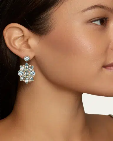 Jamie Wolf 18K Yellow Gold Marquis and Pear Shape Earrings with Aquamarine, Sky Blue Topaz and Diamonds | Thumbnail 2 Jamie Wolf 18K Yellow Gold Marquis and Pear Shape Earrings with Aquamarine, Sky Blue Topaz and Diamonds | Thumbnail 2