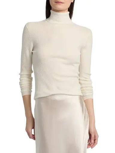 Majestic Filatures Women's Cashmere Ribbed Sweater - Milk | Thumbnail 3 Majestic Filatures Women's Cashmere Ribbed Sweater - Milk | Thumbnail 3