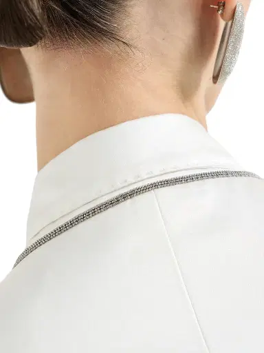 Brunello Cucinelli Women's Cotton and Silk Satin Blazer with Monili - White | Thumbnail 5 Brunello Cucinelli Women's Cotton and Silk Satin Blazer with Monili - White | Thumbnail 5
