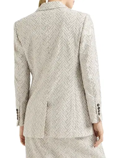 Brunello Cucinelli Women's Dazzling Maxi Chevron Embroidery Blazer in Linen - Beige | Thumbnail 3 Brunello Cucinelli Women's Dazzling Maxi Chevron Embroidery Blazer in Linen - Beige | Thumbnail 3