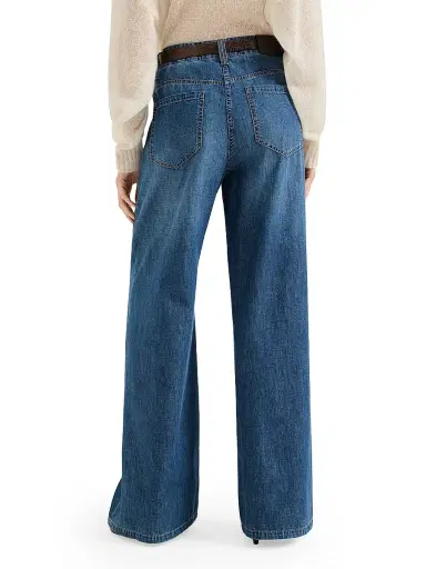 Brunello Cucinelli Women's Lightweight Denim Baggy Trousers with Monili - Denim | Thumbnail 3 Brunello Cucinelli Women's Lightweight Denim Baggy Trousers with Monili - Denim | Thumbnail 3