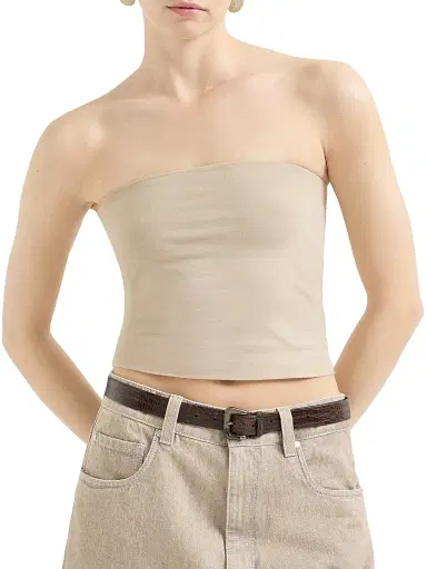 Brunello Cucinelli Women's Stretch Cotton Jersey Bandeau Top - Beige - Size Large | Thumbnail 2 Brunello Cucinelli Women's Stretch Cotton Jersey Bandeau Top - Beige - Size Large | Thumbnail 2