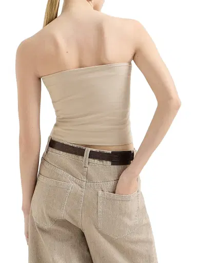 Brunello Cucinelli Women's Stretch Cotton Jersey Bandeau Top - Beige - Size Large | Thumbnail 3 Brunello Cucinelli Women's Stretch Cotton Jersey Bandeau Top - Beige - Size Large | Thumbnail 3