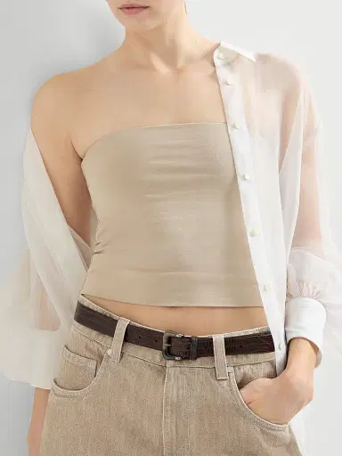Brunello Cucinelli Women's Stretch Cotton Jersey Bandeau Top - Beige - Size Large | Thumbnail 5 Brunello Cucinelli Women's Stretch Cotton Jersey Bandeau Top - Beige - Size Large | Thumbnail 5