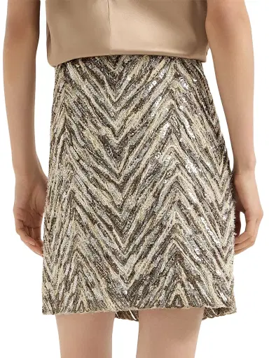Brunello Cucinelli Women's Dazzling Chevron Embroidery Mini Skirt - Brown | Thumbnail 3 Brunello Cucinelli Women's Dazzling Chevron Embroidery Mini Skirt - Brown | Thumbnail 3