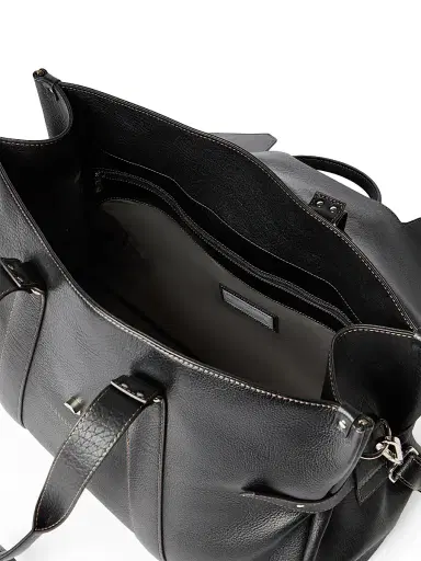 Brunello Cucinelli Men's Grained Calfskin Country Weekender Bag - Black | Thumbnail 5 Brunello Cucinelli Men's Grained Calfskin Country Weekender Bag - Black | Thumbnail 5