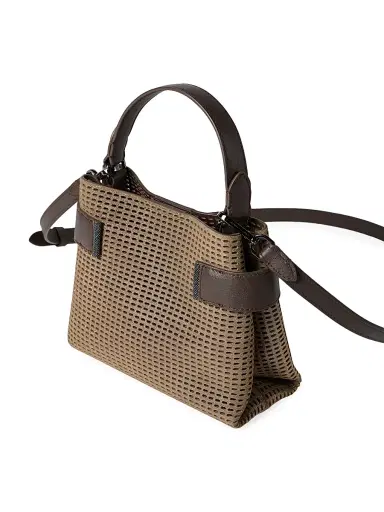 Brunello Cucinelli Women's Essence Top Handle Bag in Sparkling Leather Net with Monili - Brown | Thumbnail 4 Brunello Cucinelli Women's Essence Top Handle Bag in Sparkling Leather Net with Monili - Brown | Thumbnail 4