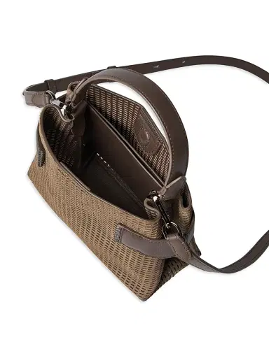 Brunello Cucinelli Women's Essence Top Handle Bag in Sparkling Leather Net with Monili - Brown | Thumbnail 5 Brunello Cucinelli Women's Essence Top Handle Bag in Sparkling Leather Net with Monili - Brown | Thumbnail 5