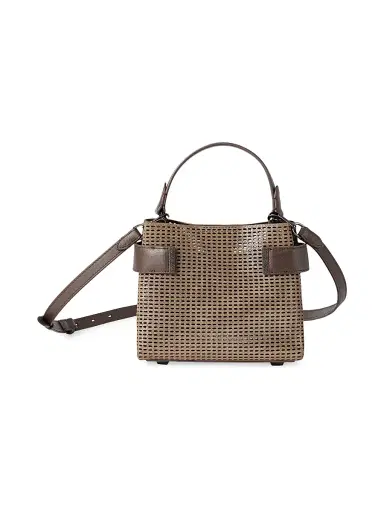 Brunello Cucinelli Women's Essence Top Handle Bag in Sparkling Leather Net with Monili - Brown | Thumbnail 1 Brunello Cucinelli Women's Essence Top Handle Bag in Sparkling Leather Net with Monili - Brown | Thumbnail 1