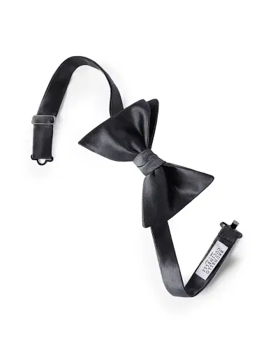 Brunello Cucinelli Men's Cotton and Silk Satin Bow Tie - Anthracite | Thumbnail 2 Brunello Cucinelli Men's Cotton and Silk Satin Bow Tie - Anthracite | Thumbnail 2