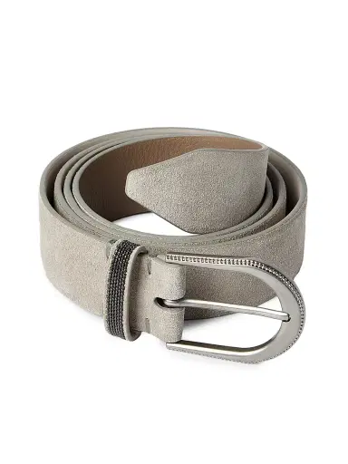 Brunello Cucinelli Women's Suede Belt with Monili - Beige | Thumbnail 3 Brunello Cucinelli Women's Suede Belt with Monili - Beige | Thumbnail 3