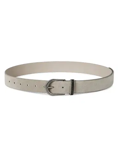 Brunello Cucinelli Women's Suede Belt with Monili - Beige | Thumbnail 1 Brunello Cucinelli Women's Suede Belt with Monili - Beige | Thumbnail 1