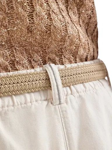 Brunello Cucinelli Women's Garment Dyed Cotton and Linen Cover Baggy Shorts - Chalk | Thumbnail 5 Brunello Cucinelli Women's Garment Dyed Cotton and Linen Cover Baggy Shorts - Chalk | Thumbnail 5