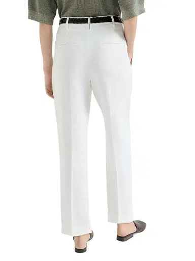 Brunello Cucinelli Women's Viscose and Linen Fluid Twill Slouchy Trousers - White | Thumbnail 3 Brunello Cucinelli Women's Viscose and Linen Fluid Twill Slouchy Trousers - White | Thumbnail 3